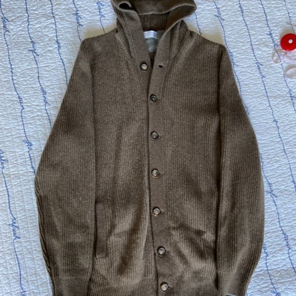 Brunello Cucinelli 100% Cashmere Rib Knit Button Front Cardigan Hoodie EUC - Picture 4 of 16